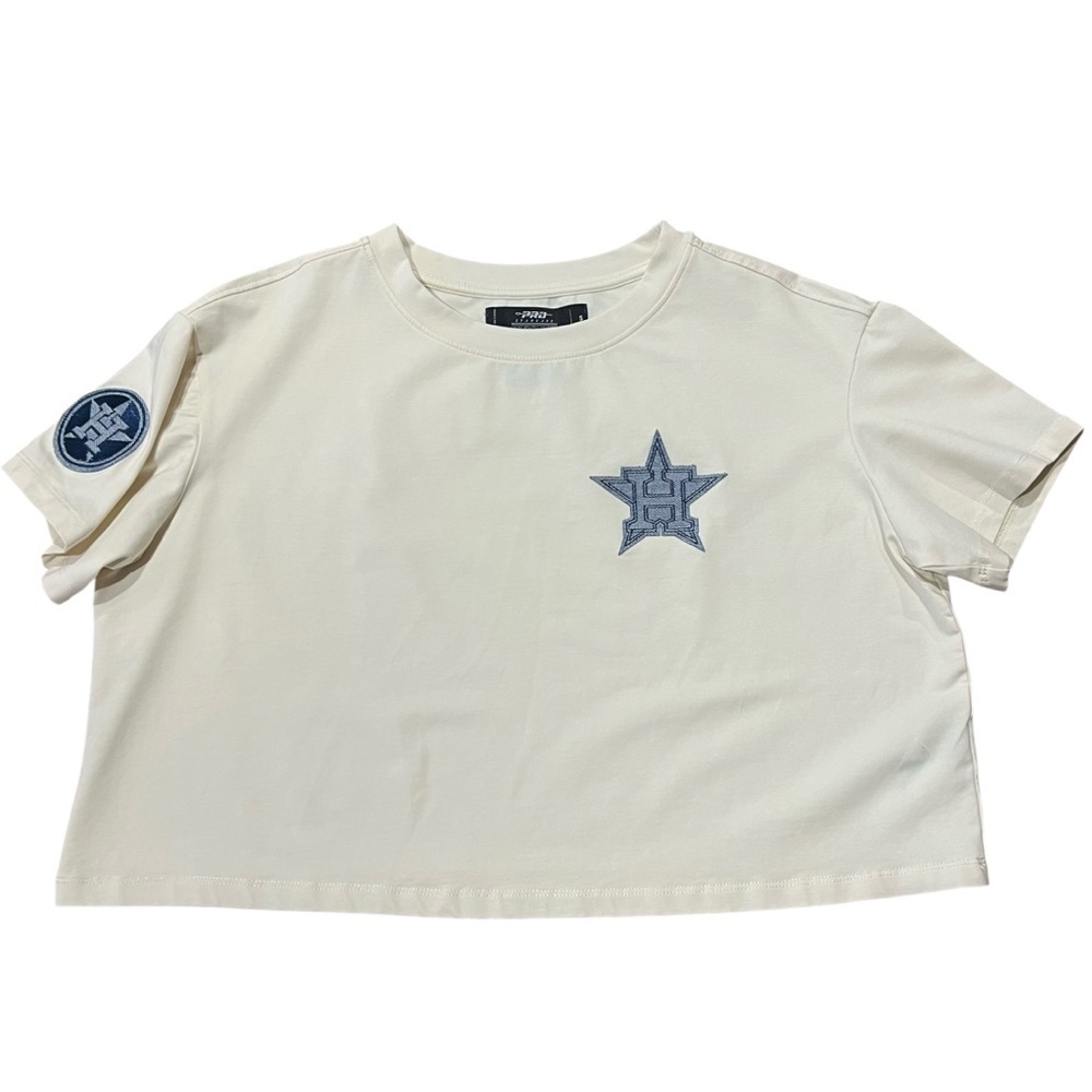 Pro Standard T-Shirt Women’s Small MLB Houston Astros Cream Cropped Boxy Tee